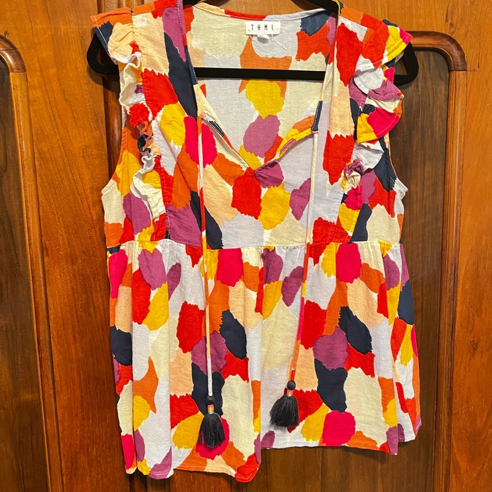 THML Multicolor Ruffle Sleeveless Top
